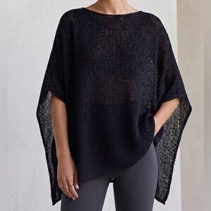 Zara Chic Black Mesh Knit Poncho EUC
